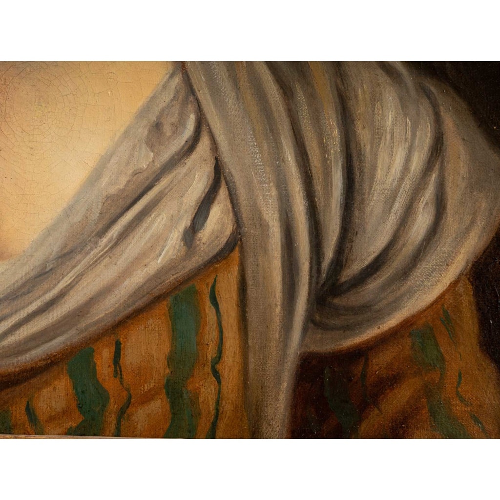 Jean-Baptiste Greuze (d’après) Jeune fille au bonnet blanc huile sur toile vers 1850-1880 8