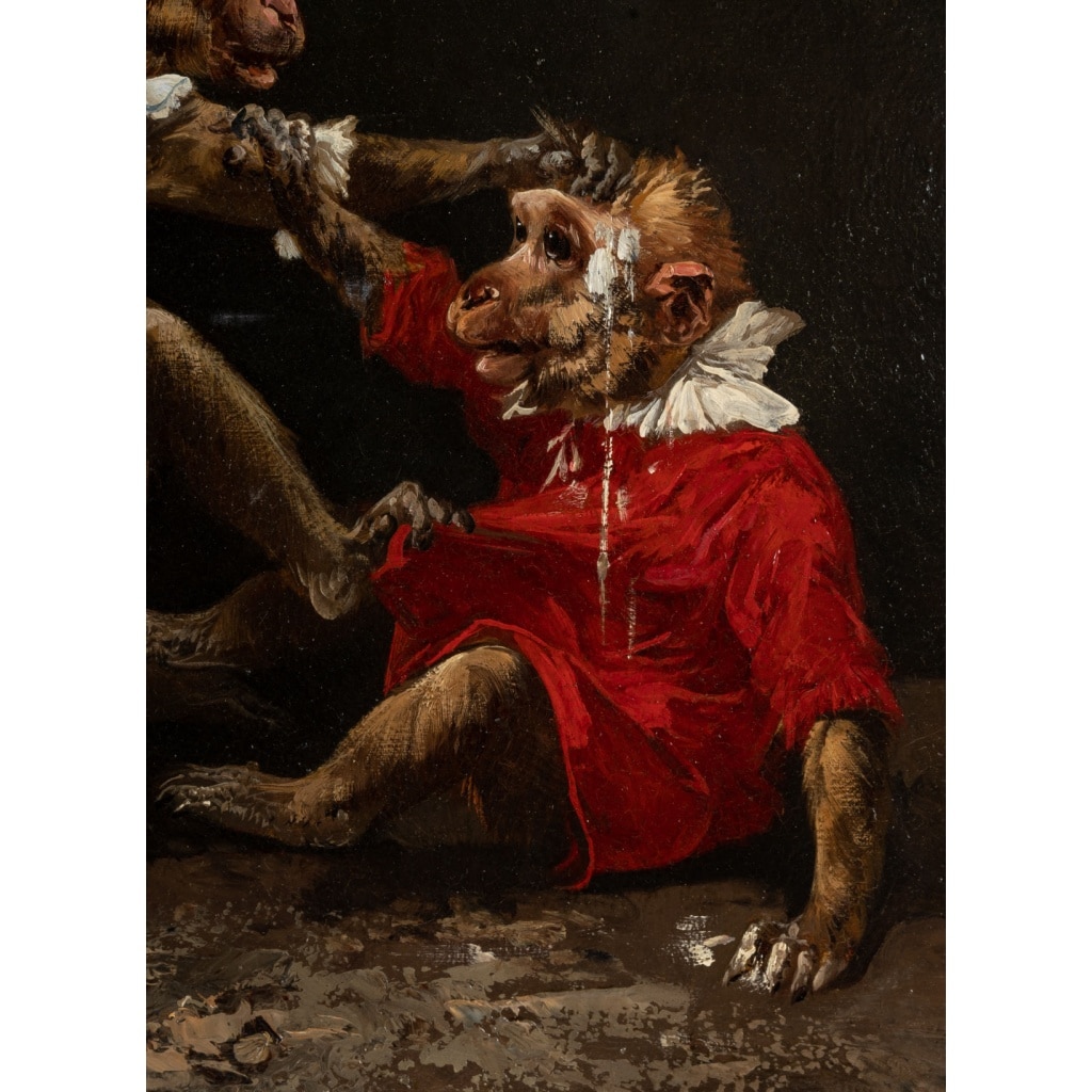 Henry Schouten (1857–1927) Singerie au cirque, huile sur toile vers 1890 6