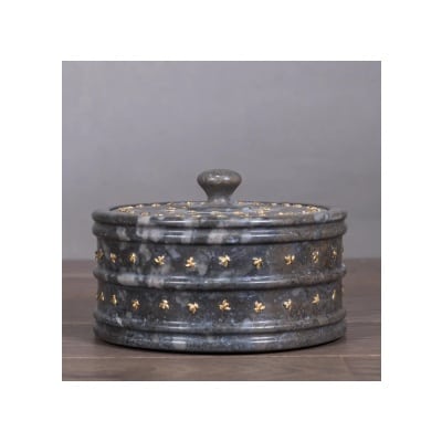 Drageoir aux abeilles en marbre gris et noir 2