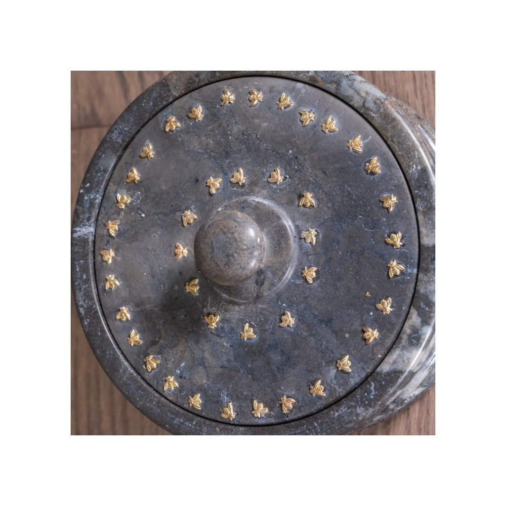 Drageoir aux abeilles en marbre gris et noir 4