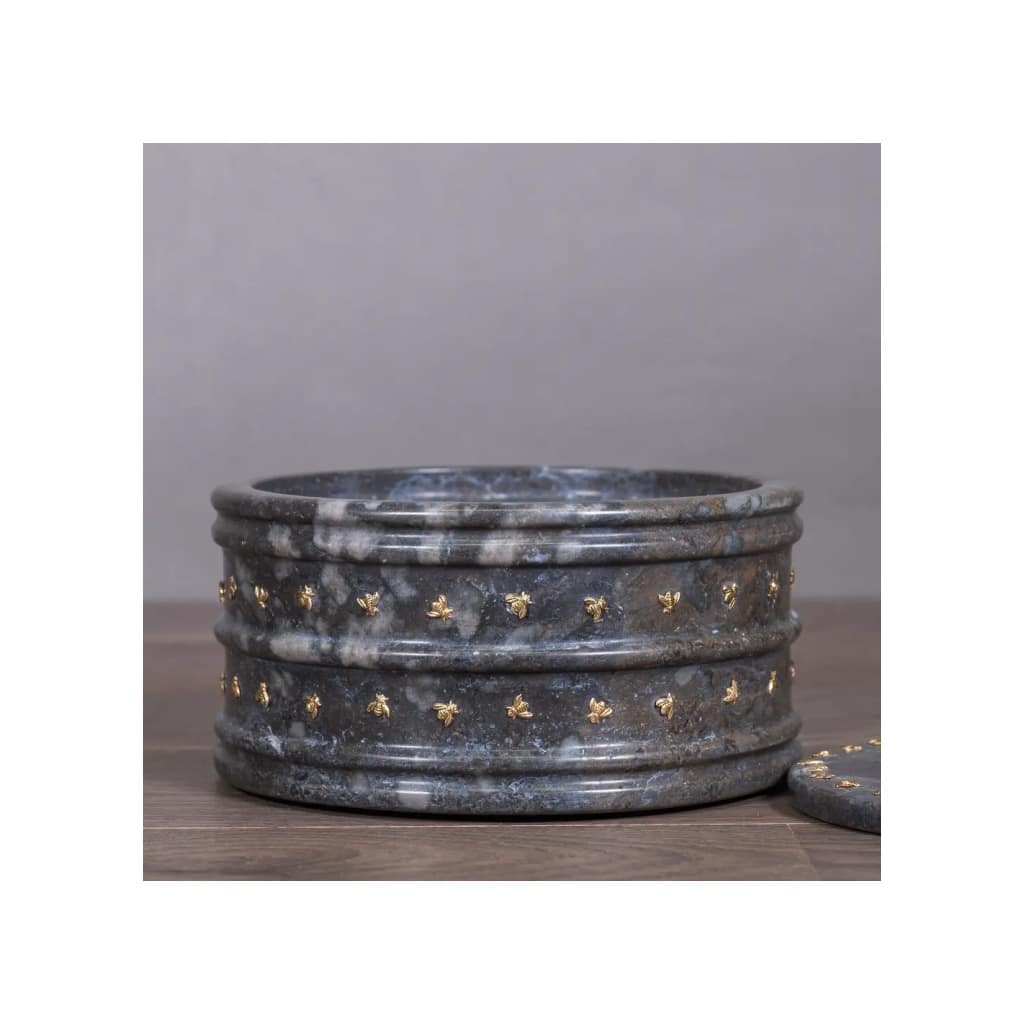 Drageoir aux abeilles en marbre gris et noir 6