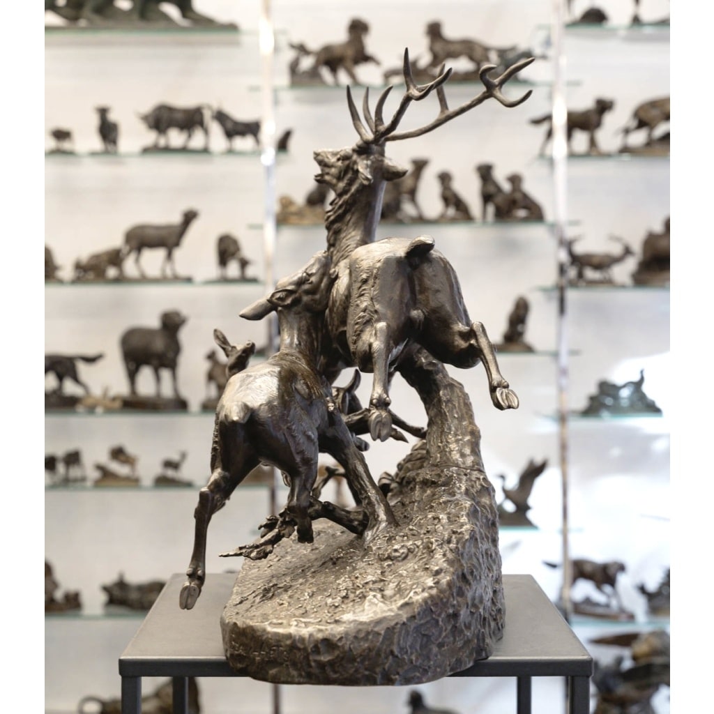 Sculpture – Famille De Cervidés , Clovis – Edmond Masson (1838-1913) – Bronze 8 Sculpture – Famille De Cervidés , Clovis – Edmond Masson (1838-1913) – Bronze 8