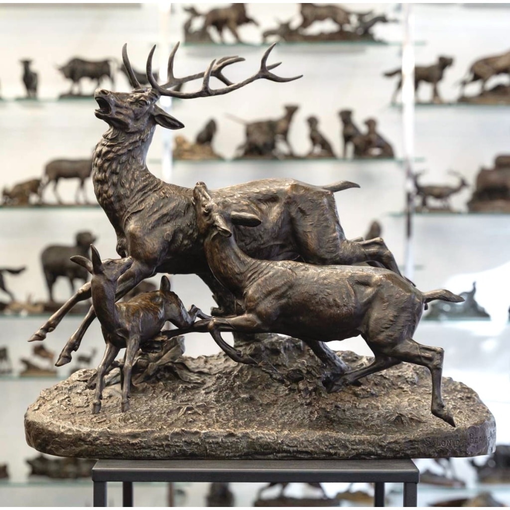 Sculpture – Famille De Cervidés , Clovis – Edmond Masson (1838-1913) – Bronze 2 Sculpture – Famille De Cervidés , Clovis – Edmond Masson (1838-1913) – Bronze 2