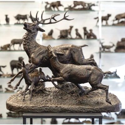 Sculpture – Famille De Cervidés , Clovis – Edmond Masson (1838-1913) – Bronze Sculpture – Famille De Cervidés , Clovis – Edmond Masson (1838-1913) – Bronze