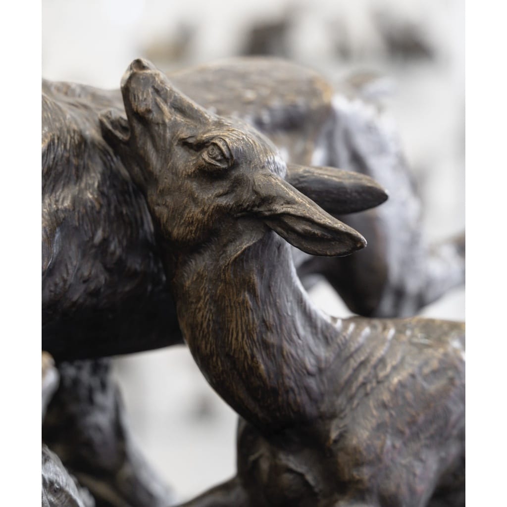 Sculpture – Famille De Cervidés , Clovis – Edmond Masson (1838-1913) – Bronze 9 Sculpture – Famille De Cervidés , Clovis – Edmond Masson (1838-1913) – Bronze 9