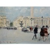 HERVE Jules Peinture Française 20è Paris animation Place de La Concorde Huile sur carton fort signée Certificat D’authenticité 18