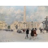 HERVE Jules Peinture Française 20è Paris animation Place de La Concorde Huile sur carton fort signée Certificat D’authenticité 23