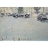 HERVE Jules Peinture Française 20è Paris animation Place de La Concorde Huile sur carton fort signée Certificat D’authenticité 17