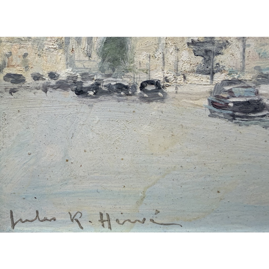 HERVE Jules Peinture Française 20è Paris animation Place de La Concorde Huile sur carton fort signée Certificat D’authenticité 6