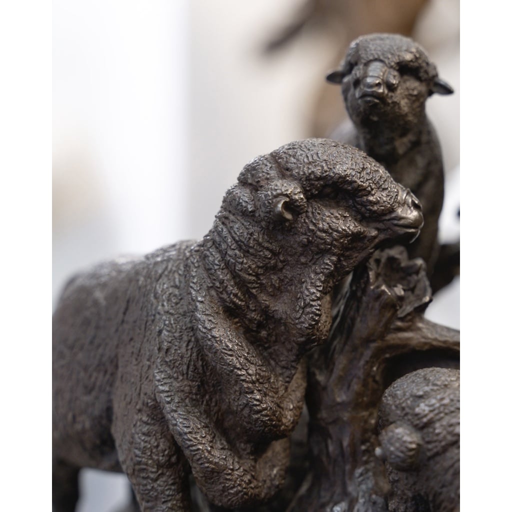 Sculpture – Famille De Mérinos , Jules Moigniez (1835 – 1894) – Bronze 12