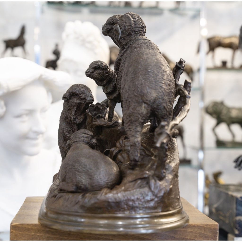 Sculpture – Famille De Mérinos , Jules Moigniez (1835 – 1894) – Bronze 9