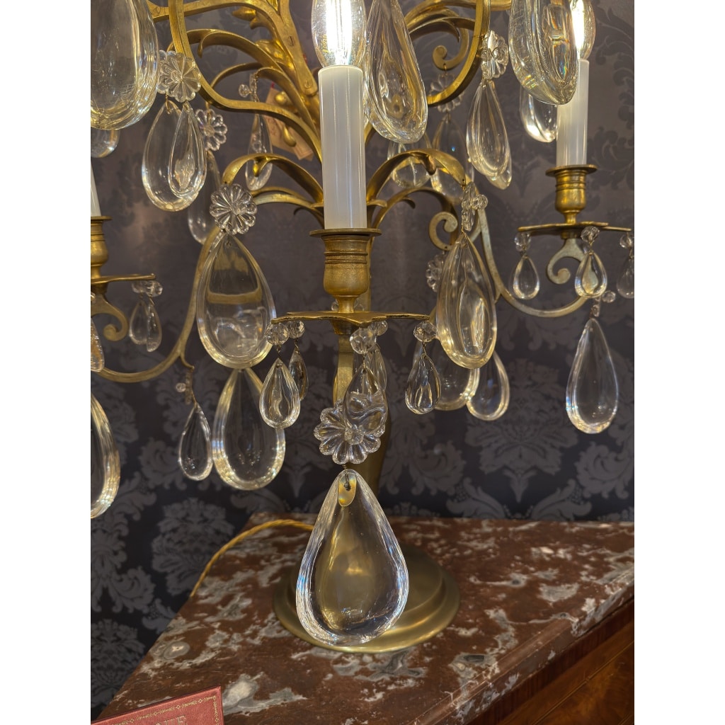 Hôtel du Comte Potocki Paire d’importantes girandoles en bronze doré et décor de cristal Baccarat vers 1890 9