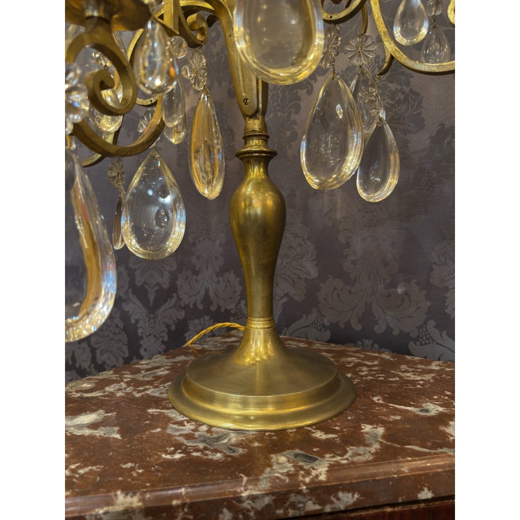 Hôtel du Comte Potocki Paire d’importantes girandoles en bronze doré et décor de cristal Baccarat vers 1890 15