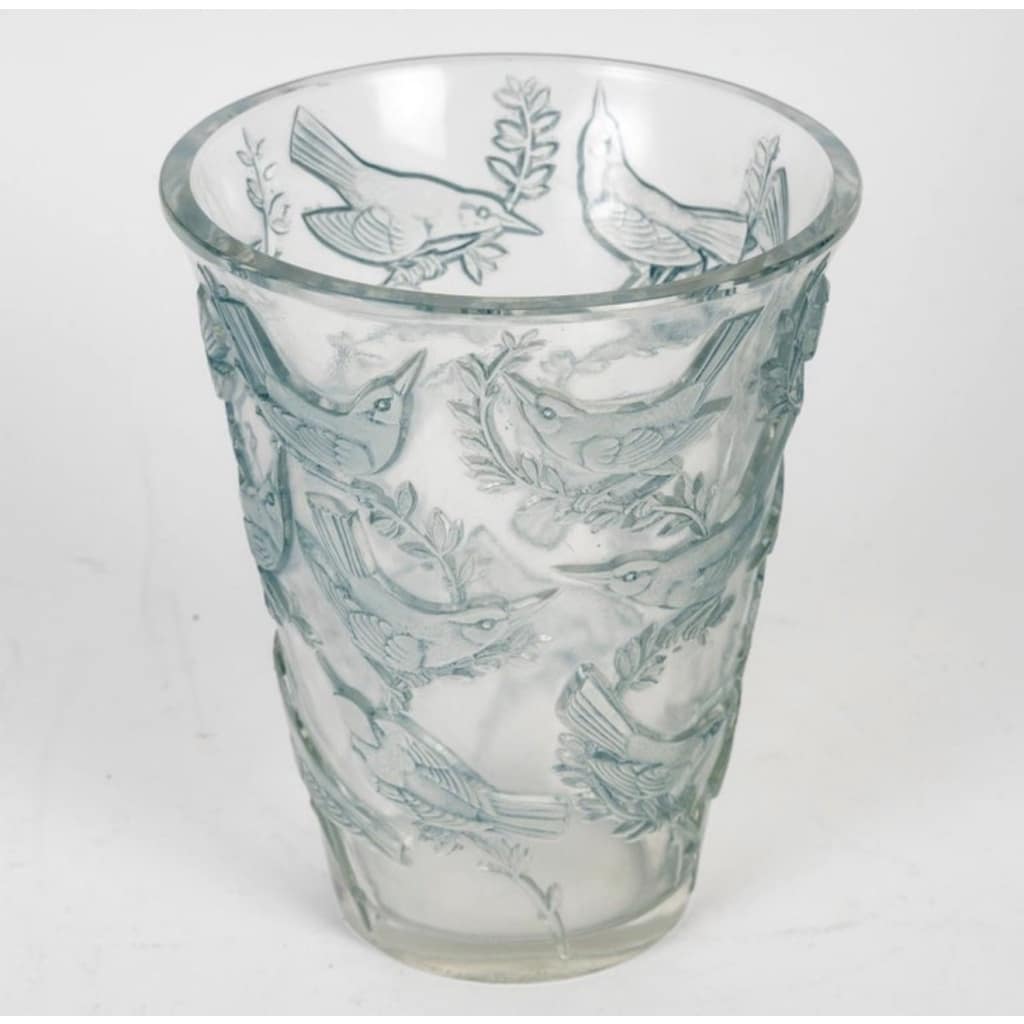 Vase « Grives » verre patiné bleu de René LALIQUE 4 Vase « Grives » verre patiné bleu de René LALIQUE 4