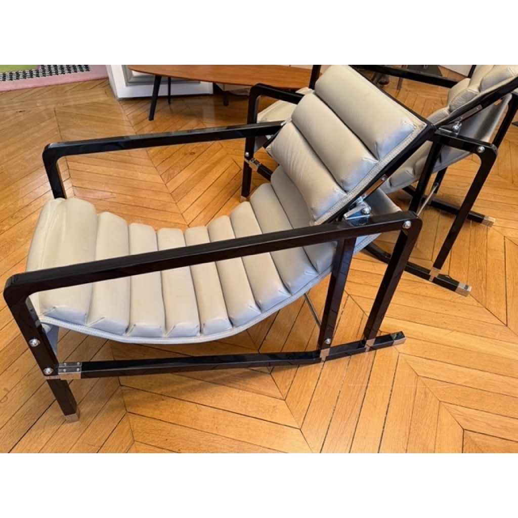 Eileen GRAY & ECART INTERNATIONAL (éditeur) Paire de fauteuils « Transat », modèle original créé circa 1926 8