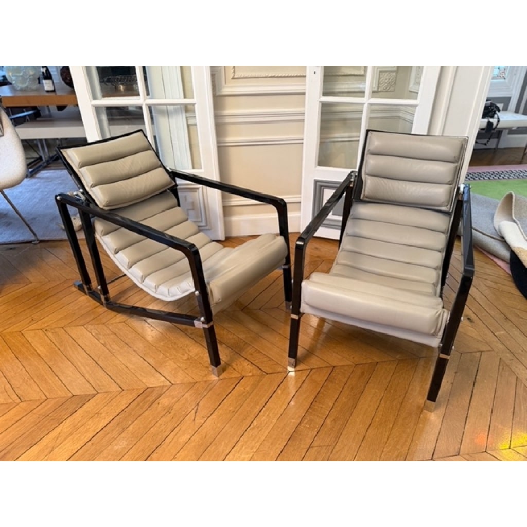 Eileen GRAY & ECART INTERNATIONAL (éditeur) Paire de fauteuils « Transat », modèle original créé circa 1926 11