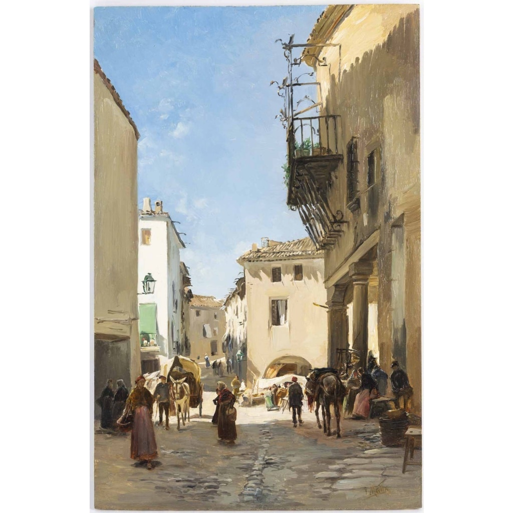 Jaume MORERA Y GALICIA (1854 – 1927) Vue de Santa Coloma de Queralt, Catalogne, 1877 2 Jaume MORERA Y GALICIA (1854 – 1927) Vue de Santa Coloma de Queralt, Catalogne, 1877 2