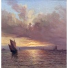 Emile MAILLARD Tableau Français fin 19è Coucher de soleil Huile sur toile signée Certificat d’authenticité. 19