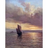 Emile MAILLARD Tableau Français fin 19è Coucher de soleil Huile sur toile signée Certificat d’authenticité. 18