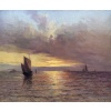 Emile MAILLARD Tableau Français fin 19è Coucher de soleil Huile sur toile signée Certificat d’authenticité. 24