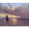 Emile MAILLARD Tableau Français fin 19è Coucher de soleil Huile sur toile signée Certificat d’authenticité. 20