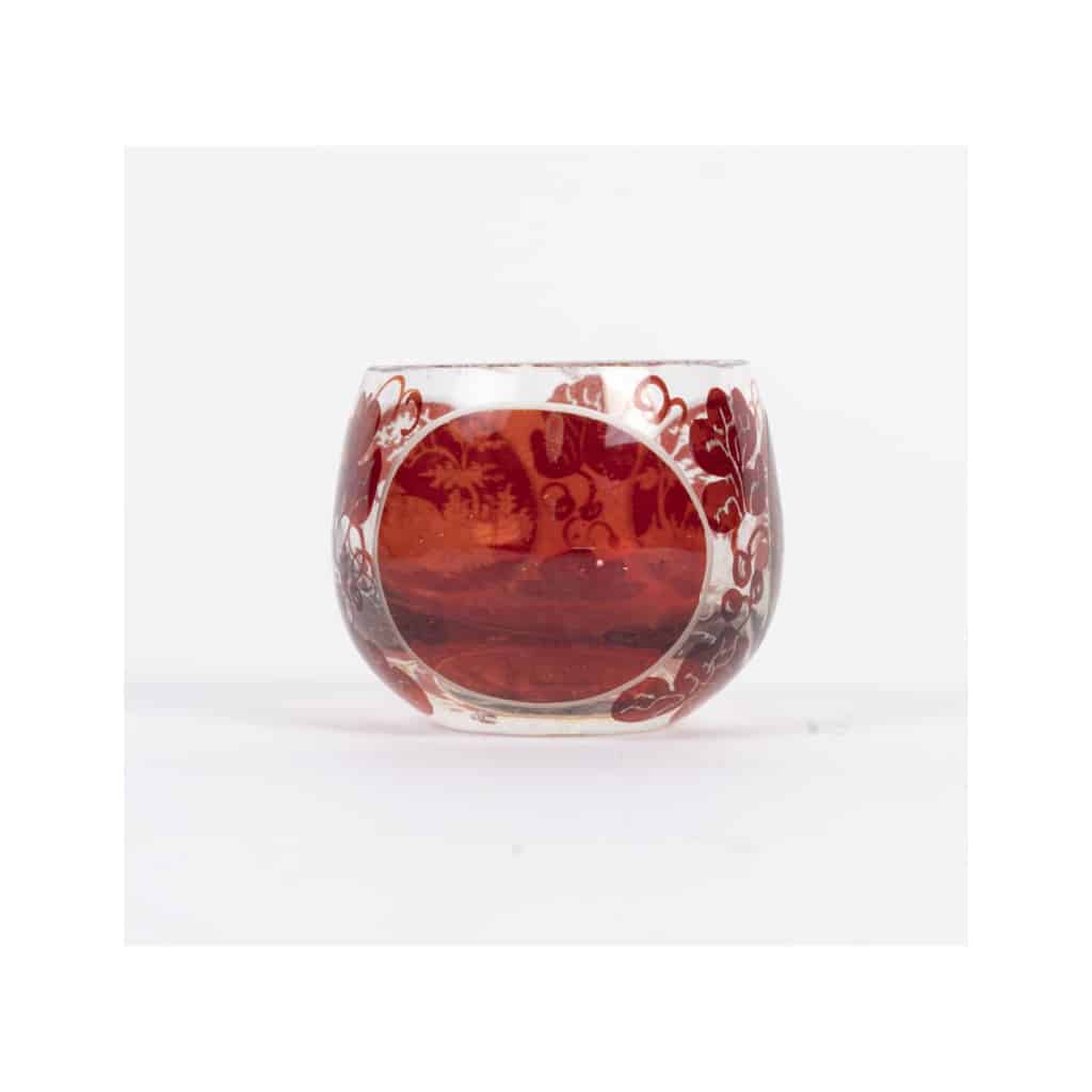 Set huile et vinaigre en cristal de bohème gravé et une petite salière, époque Napoléon III, XIXème siècle. 18