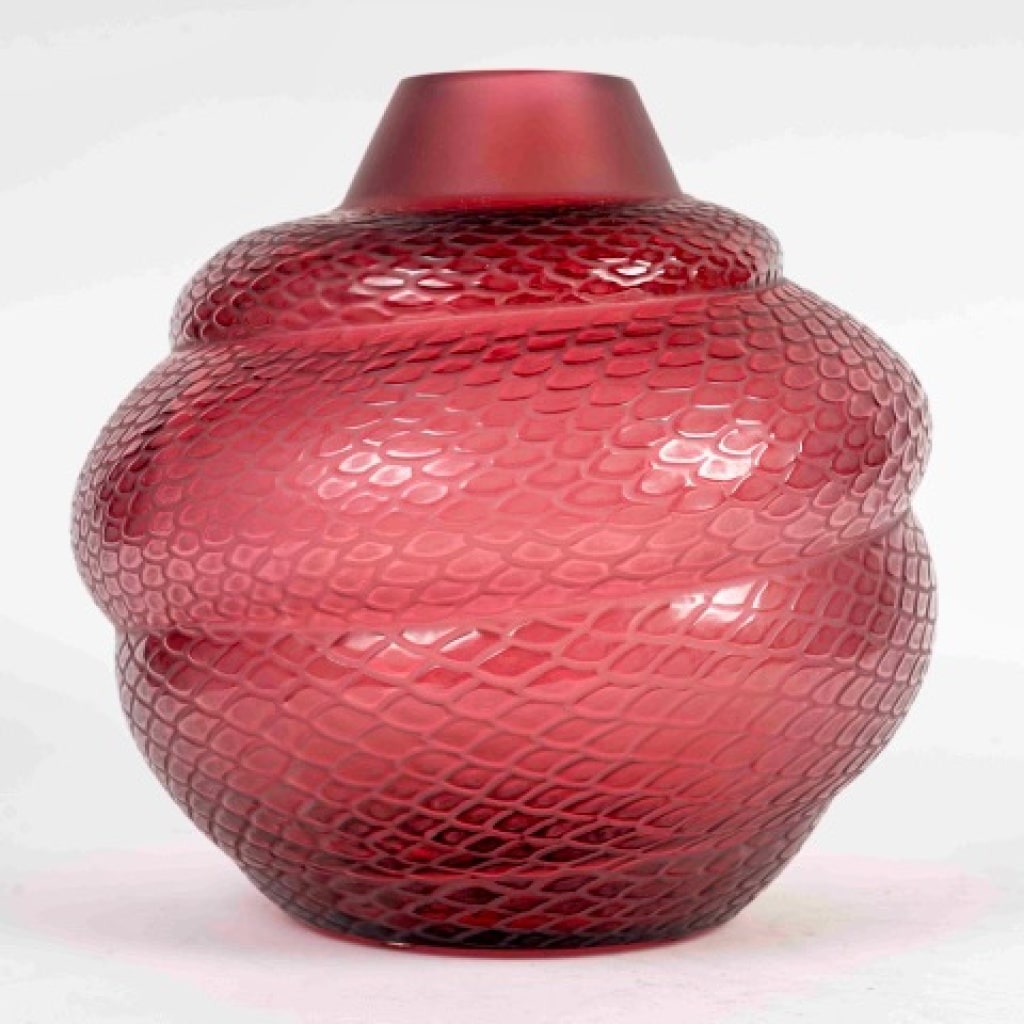 Maison Lalique France, vase Serpent rouge, neuf avec boite d’origine 4