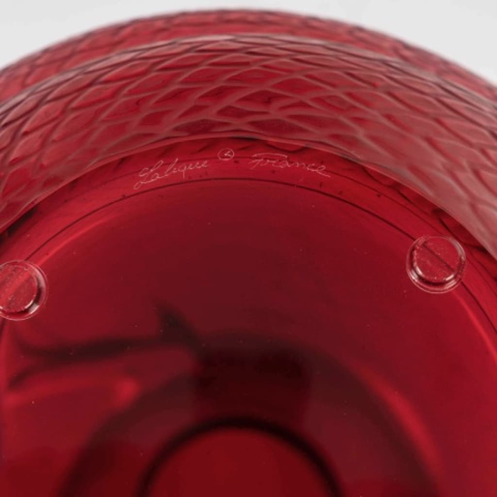 Maison Lalique France, vase Serpent rouge, neuf avec boite d’origine 6