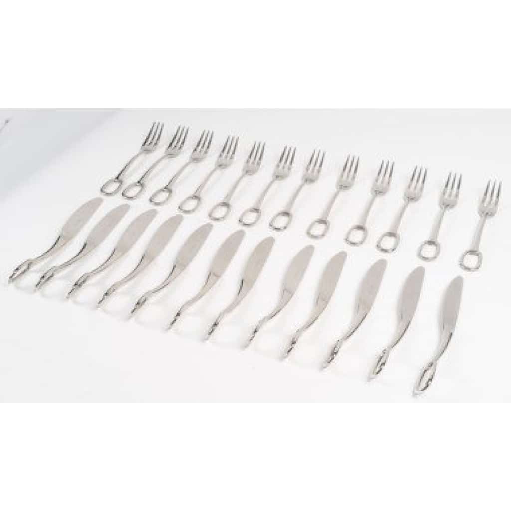 Hermes ‘Grand Attelage’ Service de couvert table 24 pièces métal argenté 3