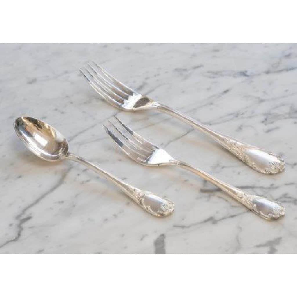 CHRISTOFLE ménagère « MARLY » 113 pièces métal argenté dans sa boite 12