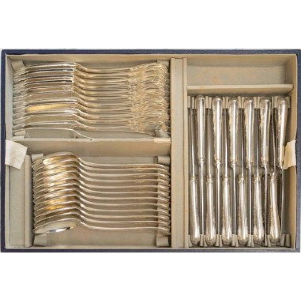 CHRISTOFLE ménagère « MARLY » 113 pièces métal argenté dans sa boite 15