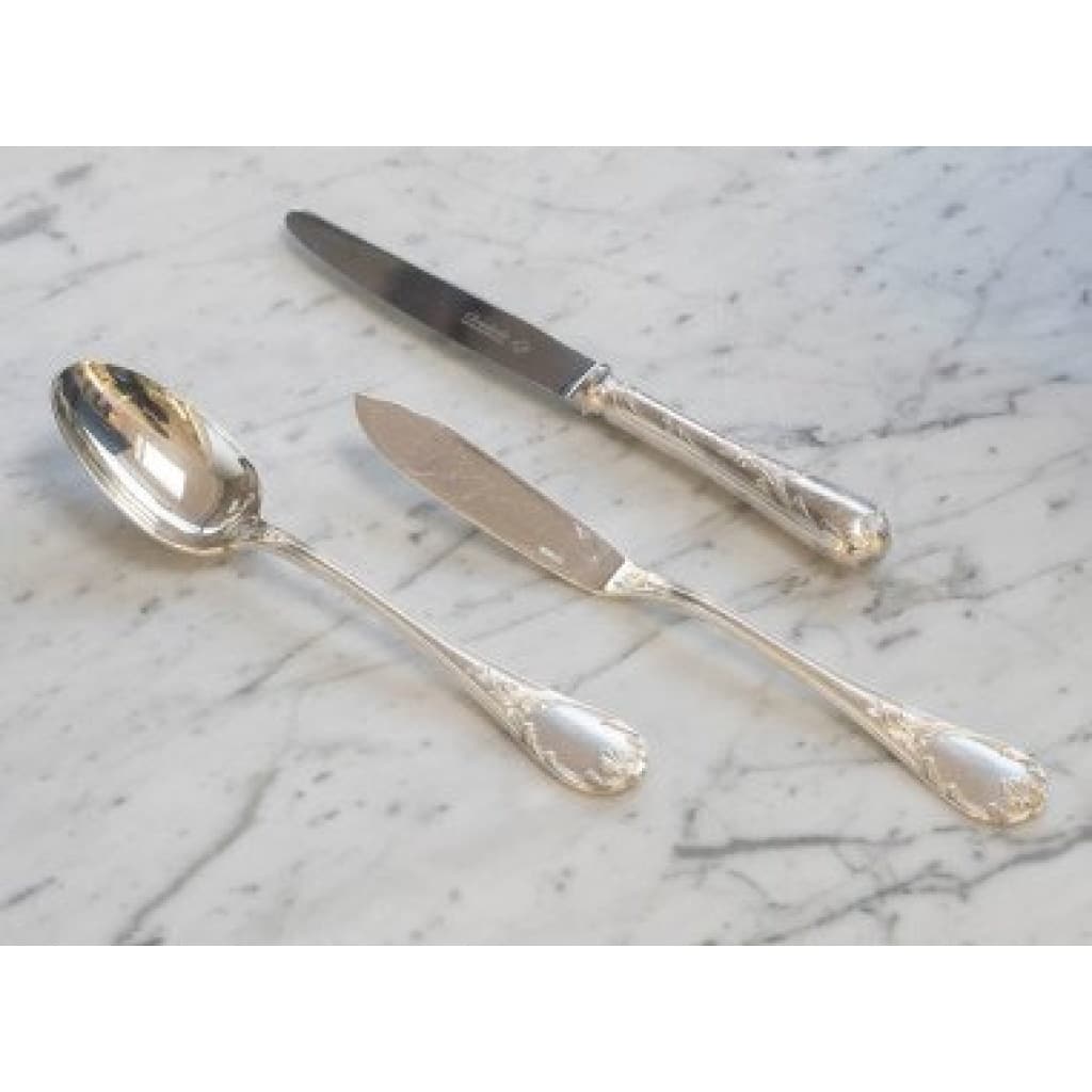 CHRISTOFLE ménagère « MARLY » 113 pièces métal argenté dans sa boite 17