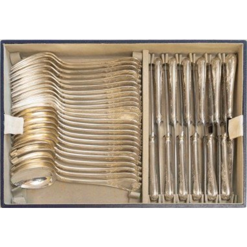 CHRISTOFLE ménagère « MARLY » 113 pièces métal argenté dans sa boite 19