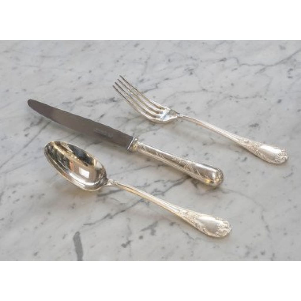 CHRISTOFLE ménagère « MARLY » 113 pièces métal argenté dans sa boite 7