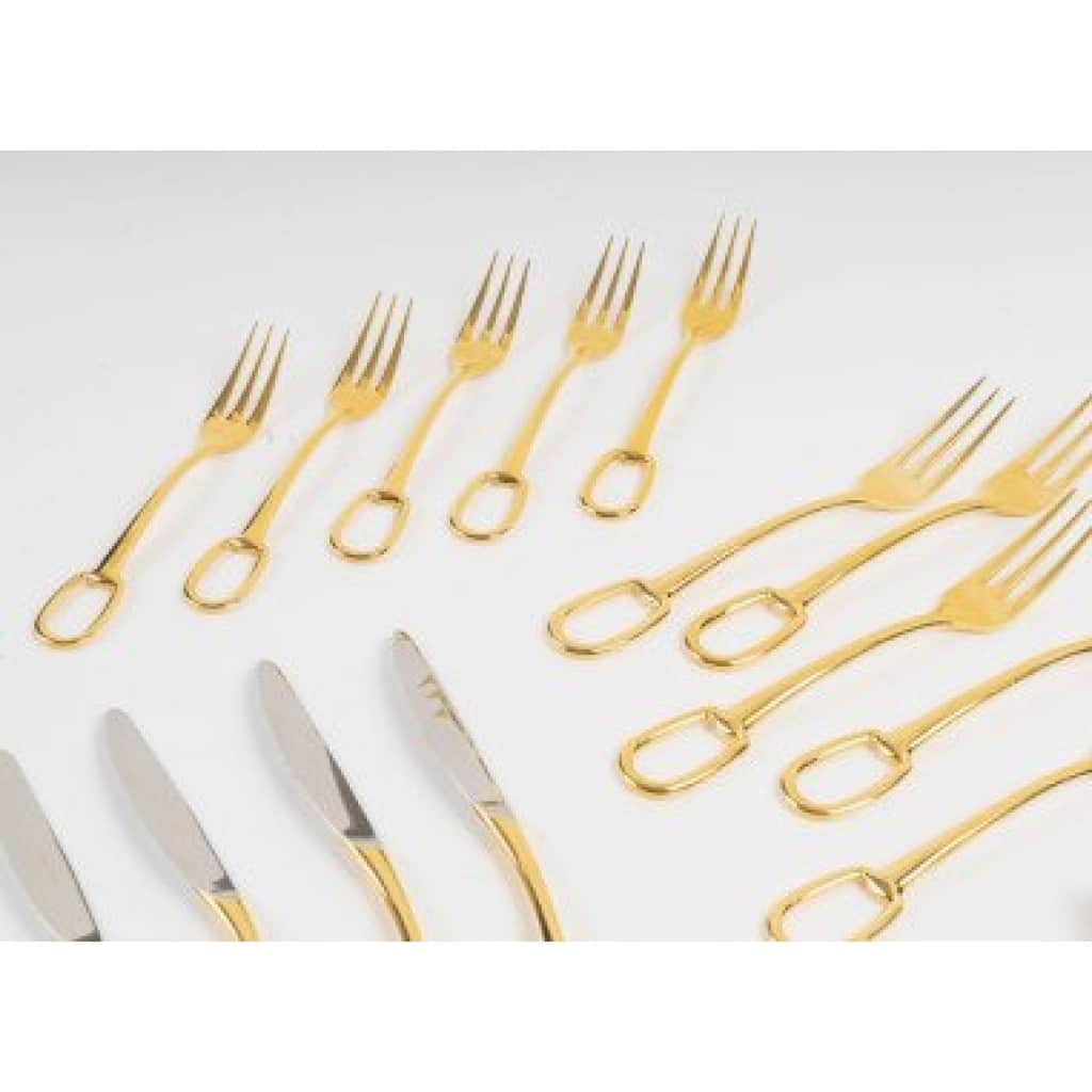 Hermes ‘Grand Attelage’ Service à dessert métal plaqué or 25 pièces 7 Hermes ‘Grand Attelage’ Service à dessert métal plaqué or 25 pièces 7