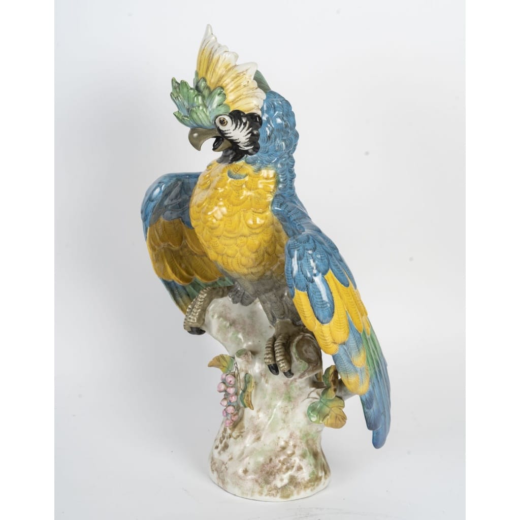 Grand perroquet en porcelaine polychrome – Porcelaine de Paris, XXᵉ siècle. 6