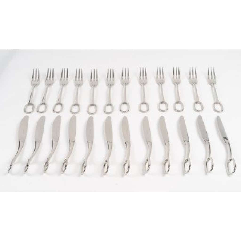 Hermes ‘Grand Attelage’ Service de couvert table 24 pièces métal argenté