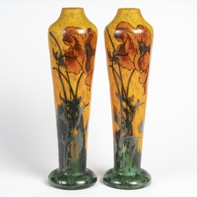 François Théodore Legras, Paire de vases aux Pavots François Théodore Legras, Paire de vases aux Pavots