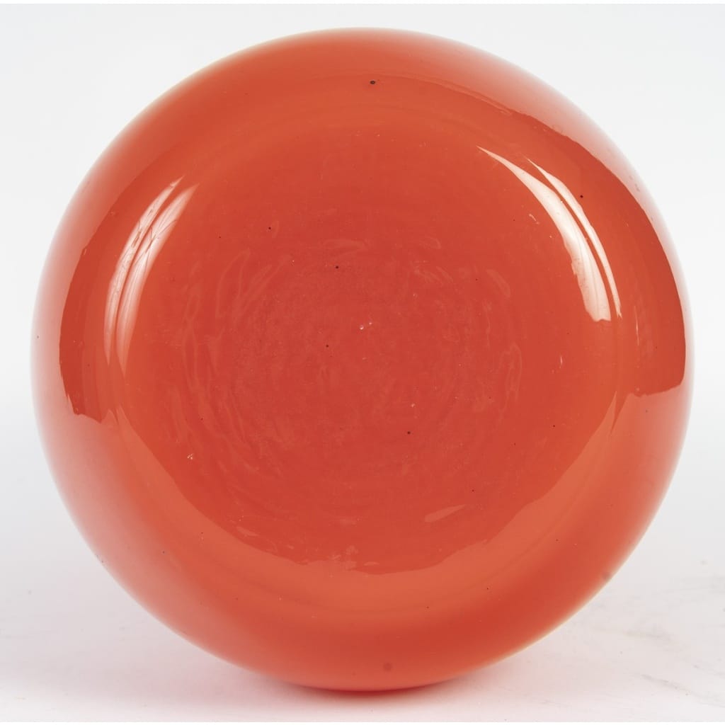 Important vase en verre orangé 6