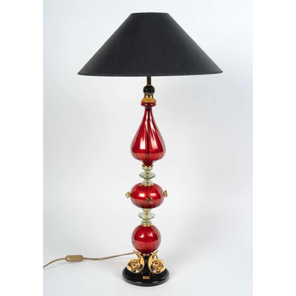Grande lampe à poser en céramique et verre de Murano par la Maison Martinetti 2