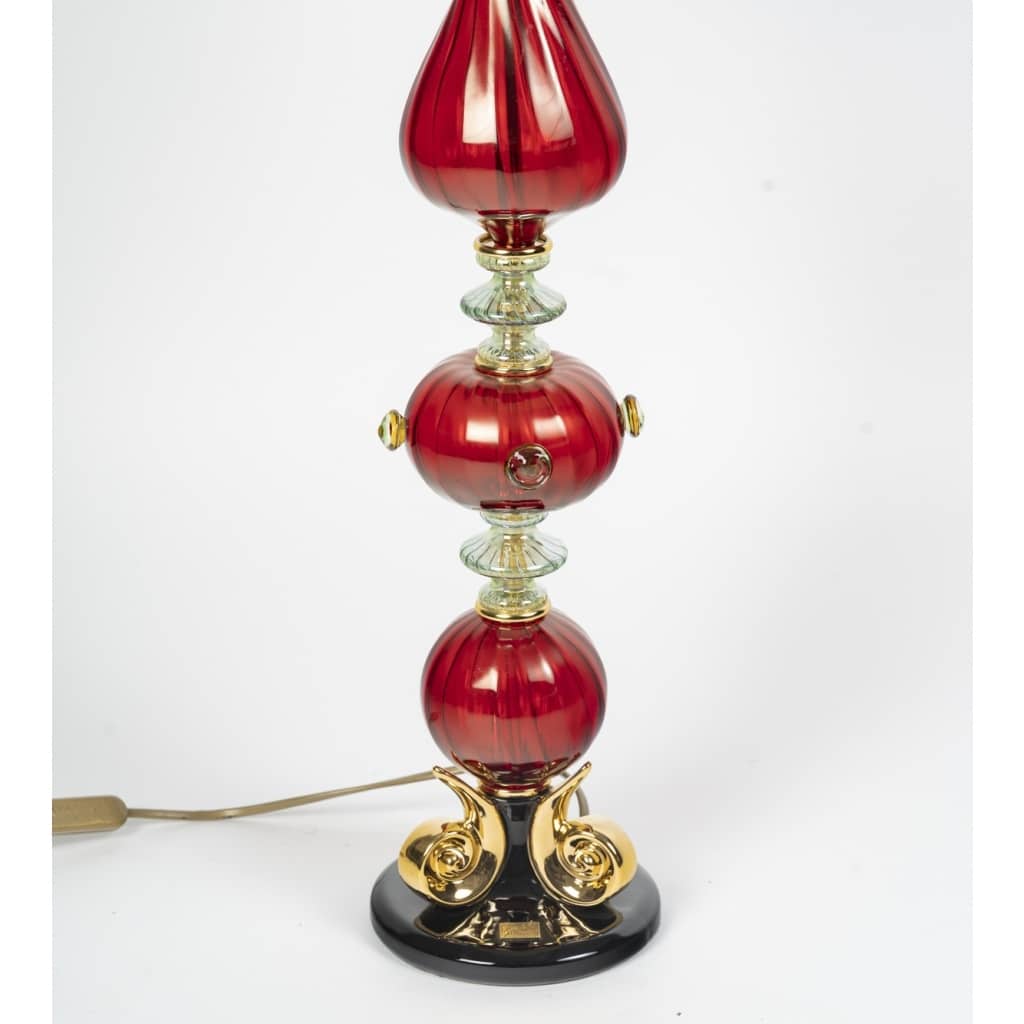 Grande lampe à poser en céramique et verre de Murano par la Maison Martinetti 4