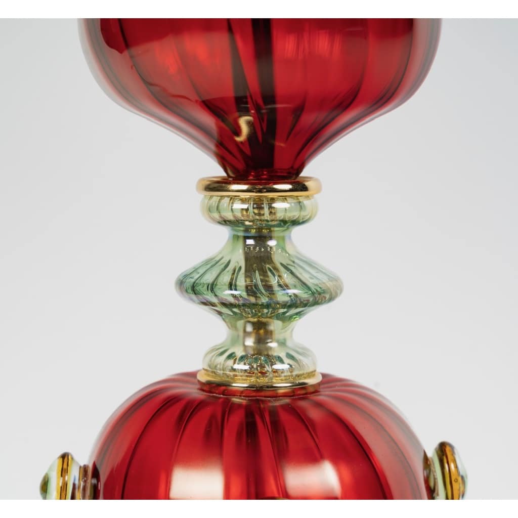 Grande lampe à poser en céramique et verre de Murano par la Maison Martinetti 6