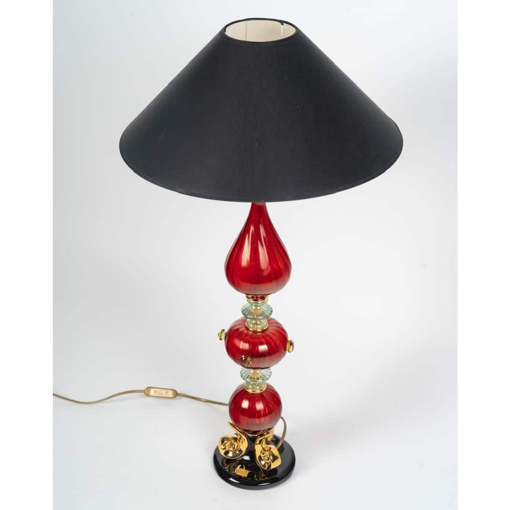 Grande lampe à poser en céramique et verre de Murano par la Maison Martinetti 9