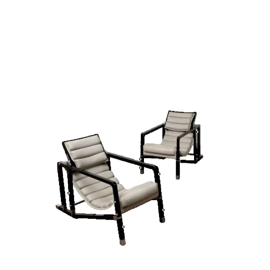 Eileen GRAY & ECART INTERNATIONAL (éditeur) Paire de fauteuils « Transat », modèle original créé circa 1926 2