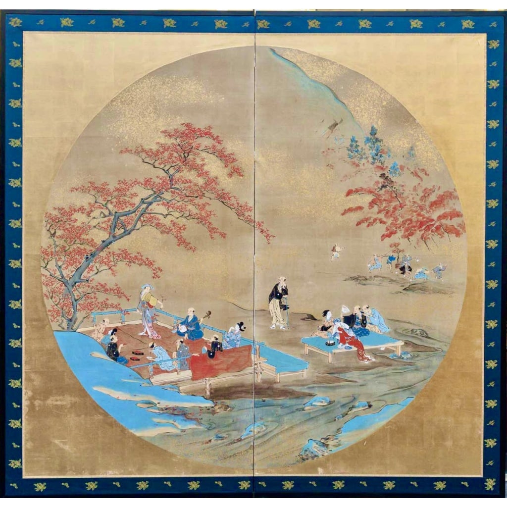 L’automne. Paravents japonais à 2 panneaux. Epoque Meiji (1858-1912) 2 L’automne. Paravents japonais à 2 panneaux. Epoque Meiji (1858-1912) 2