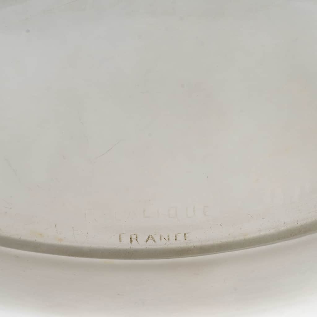 Jardinière Coupe « Saint-Hubert » verre blanc patiné sépia de René LALIQUE 7