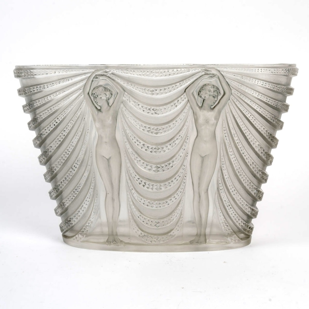 Vase « Terpsichore » verre blanc patiné bleu de René LALIQUE 3