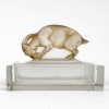 Cendrier « Chèvre » verre blanc patiné sépia de René LALIQUE 12
