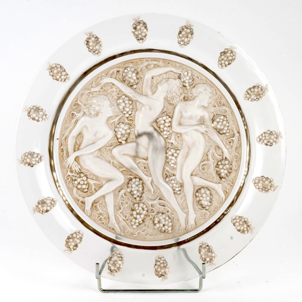 Plat « Côte d&rsquo;Or » verre blanc patiné sépia de René LALIQUE 2