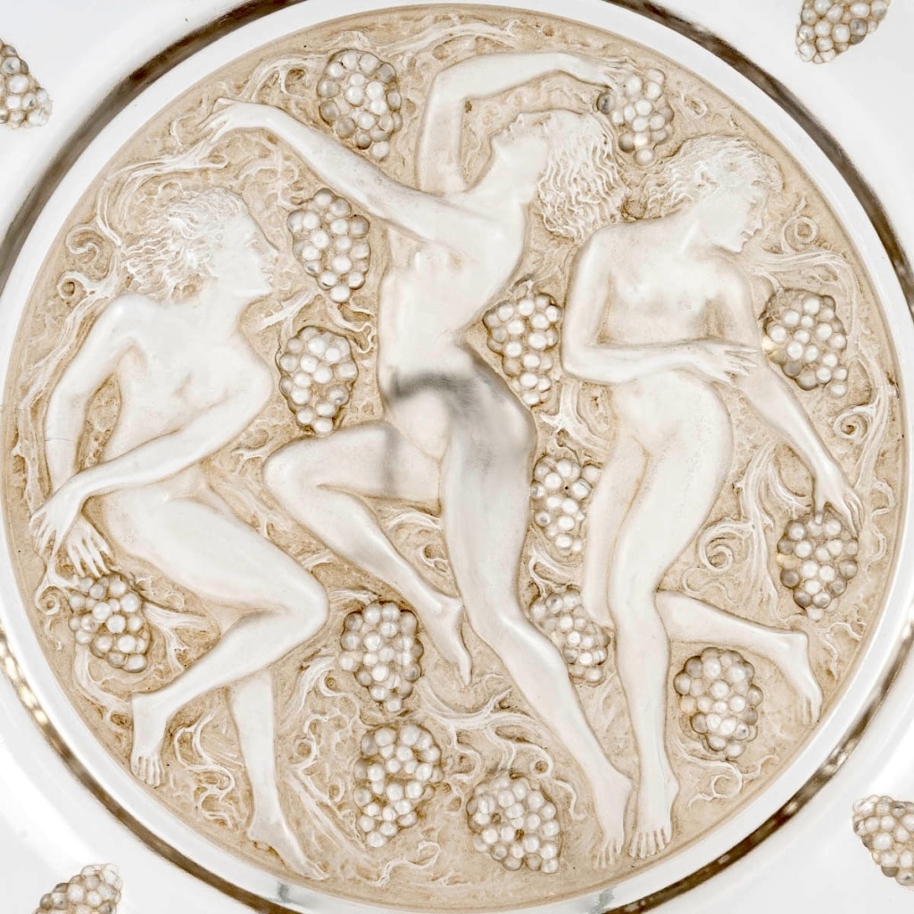 Plat « Côte d&rsquo;Or » verre blanc patiné sépia de René LALIQUE 3